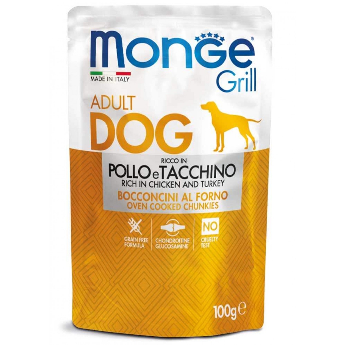 Monge Grill Adult Dog Chicken & Turkey– пауч с пилешко и пуешко за кучета, 100 g