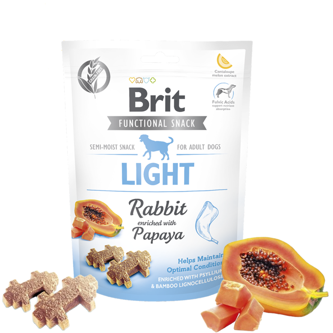Brit Care Dog Functional Snack Light Rabbit със заешко месо , подпомага контрола на теглото, обогатен с папая, без зърнени култури и картофи