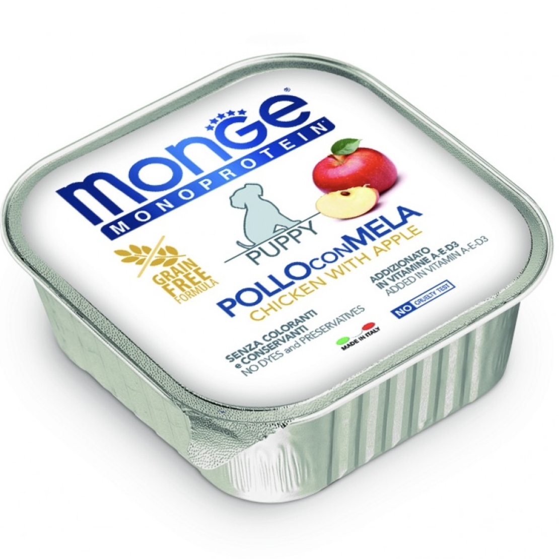 Monge Dog Monoprotein Puppy Fruit Pate Chicken & Apple – пастет за подрастващи кучета с пилешко и ябълка, 150 g