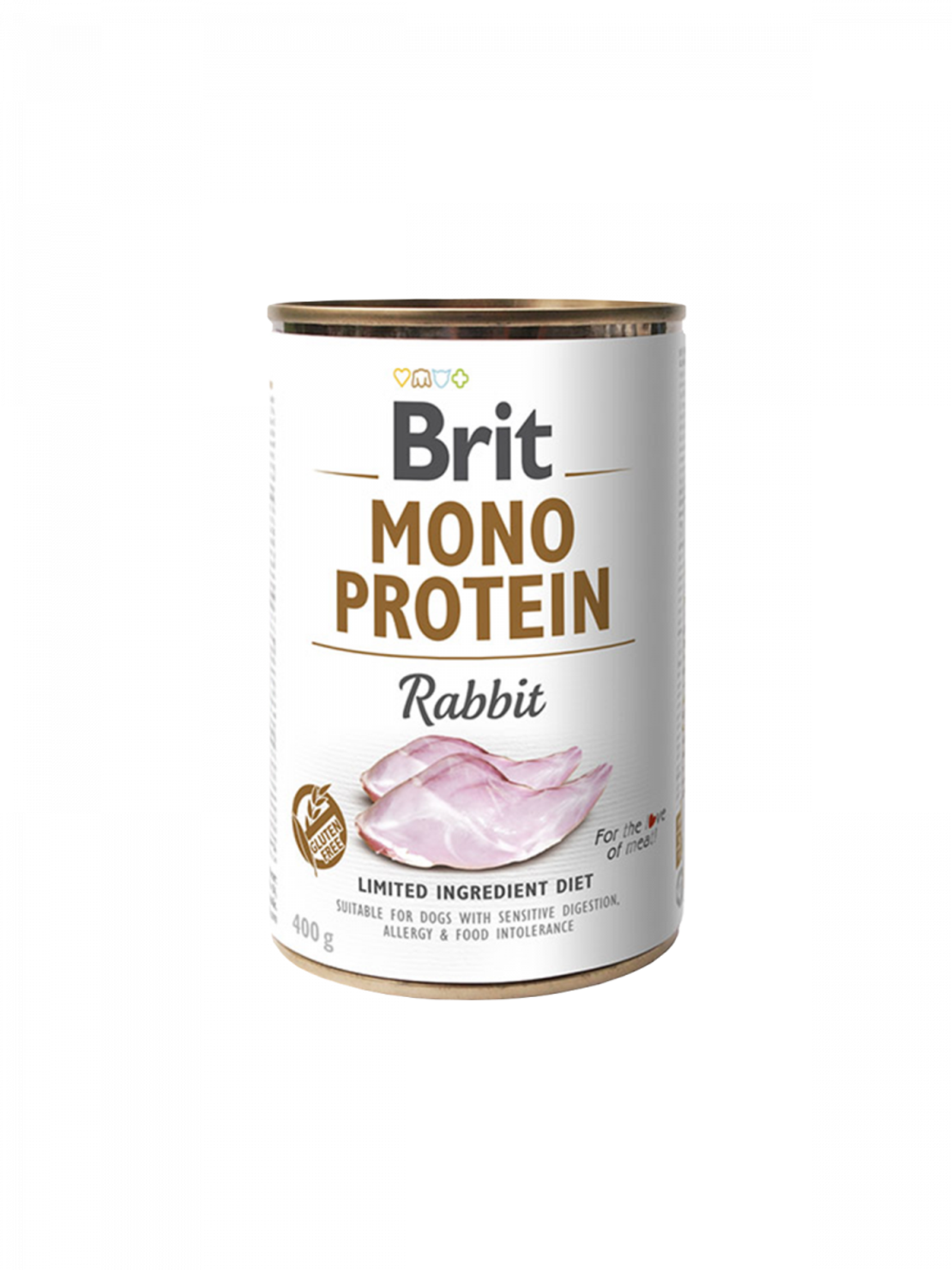 Консервирана храна за кучета BRIT MONO PROTEIN RABBIT - със 76% прясно заешко месо 400гр.