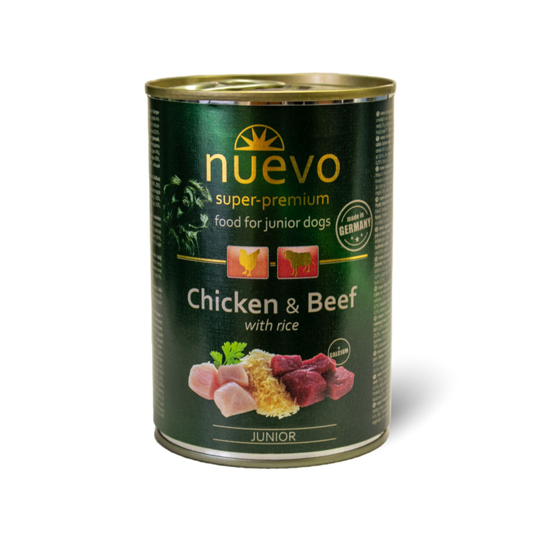 Nuevo Dog Junior Chicken and Beef - пилешко месо, говеждо месо за кучета от 1 до 12 месецa 400 г