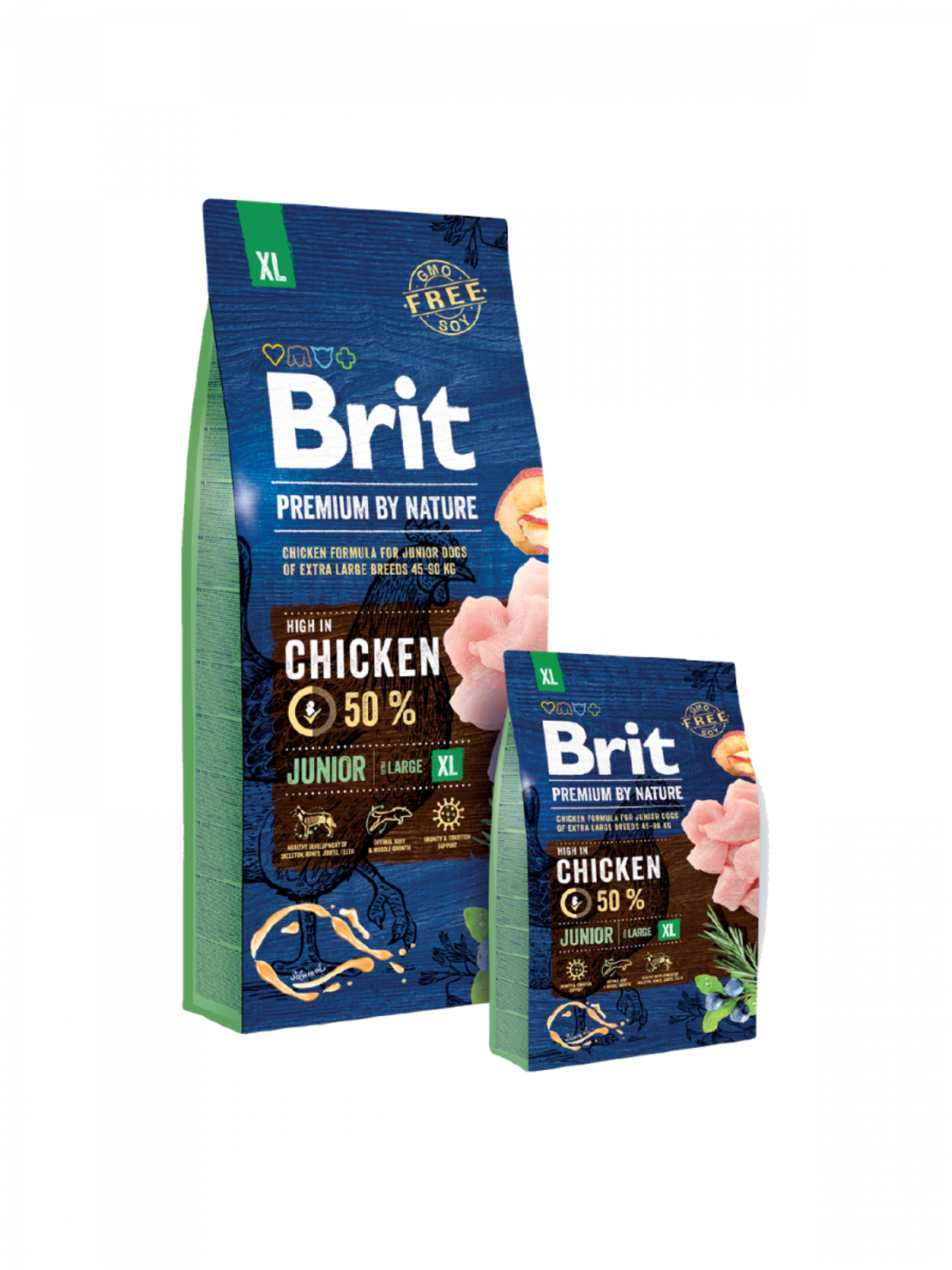 Brit Premium by Nature Junior XL – 50% прясно пилешко – храна за подрастващи едри породи, 3 kg / 15 kg