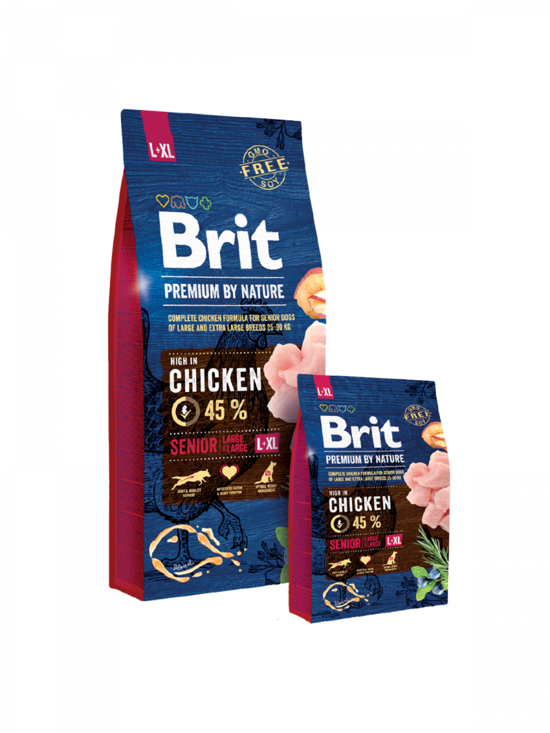 Brit Premium by Nature Senior L/XL – 45% прясно пилешко – храна за едри възрастни кучета, 3 kg / 15 kg