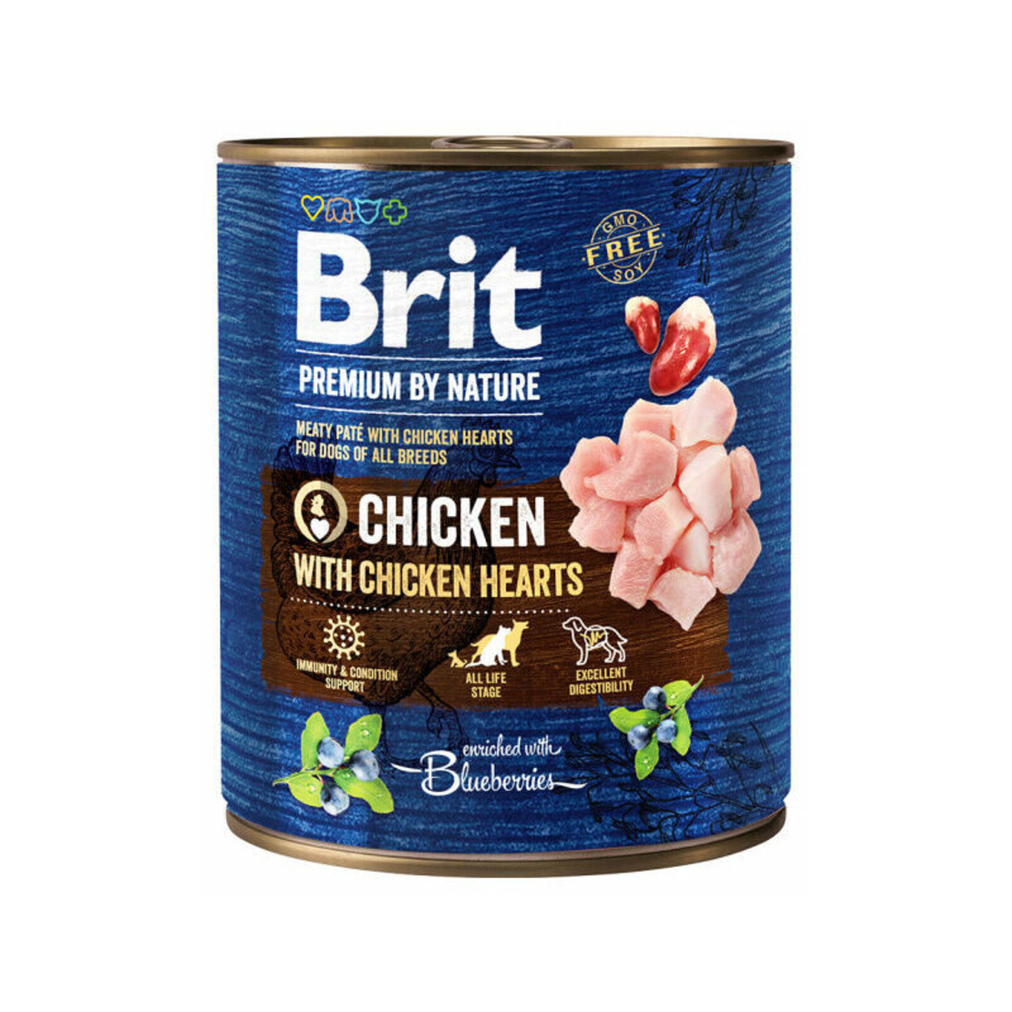 Brit Premium by Nature Chicken with Hearts 800 г – Мокра храна за кучета с пиле и пилешки сърца