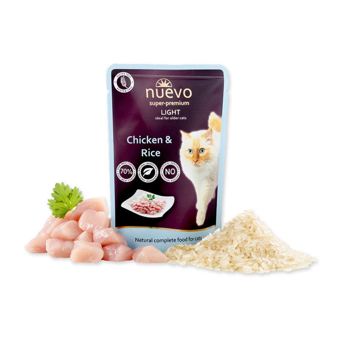 NUEVO  Light Chicken & Rice - Пауч за котки пиле и ориз 85 г