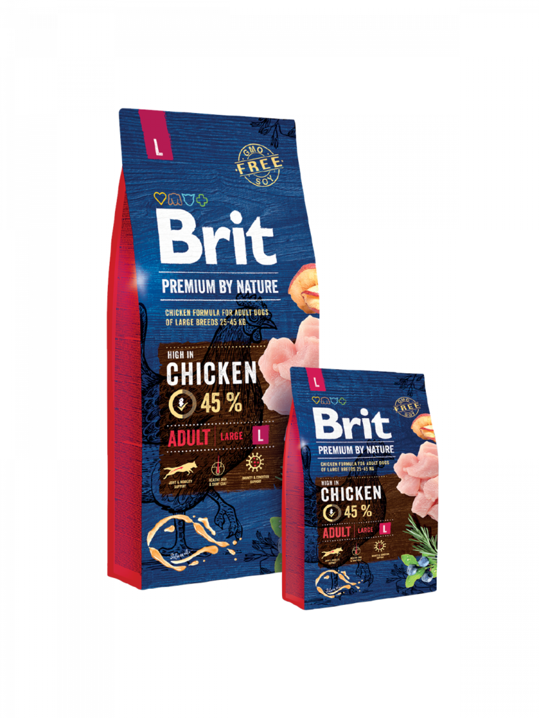 Brit Premium by Nature Adult L – 45% прясно пилешко – храна за едри породи, 3 kg / 15 kg