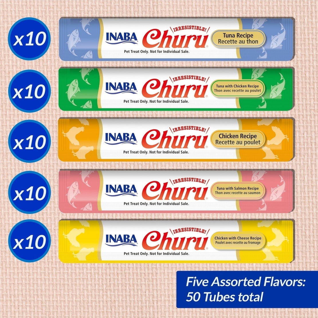 Inaba Churu Tuna & Chicken Varieties - лакомство за котки с пилe и риба тон - 50 бр