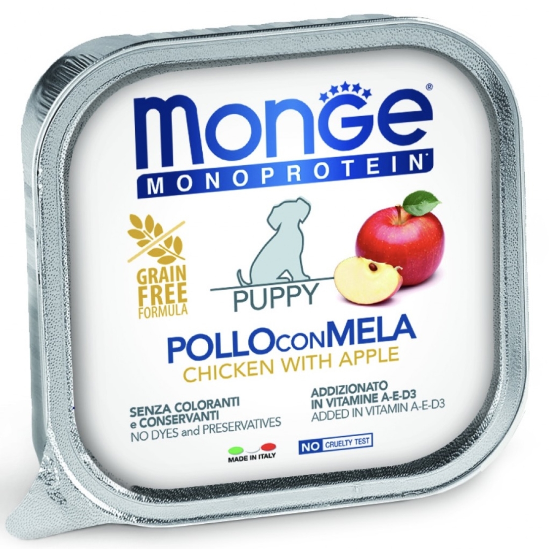 Monge Dog Monoprotein Puppy Fruit Pate Chicken & Apple – пастет за подрастващи кучета с пилешко и ябълка, 150 g