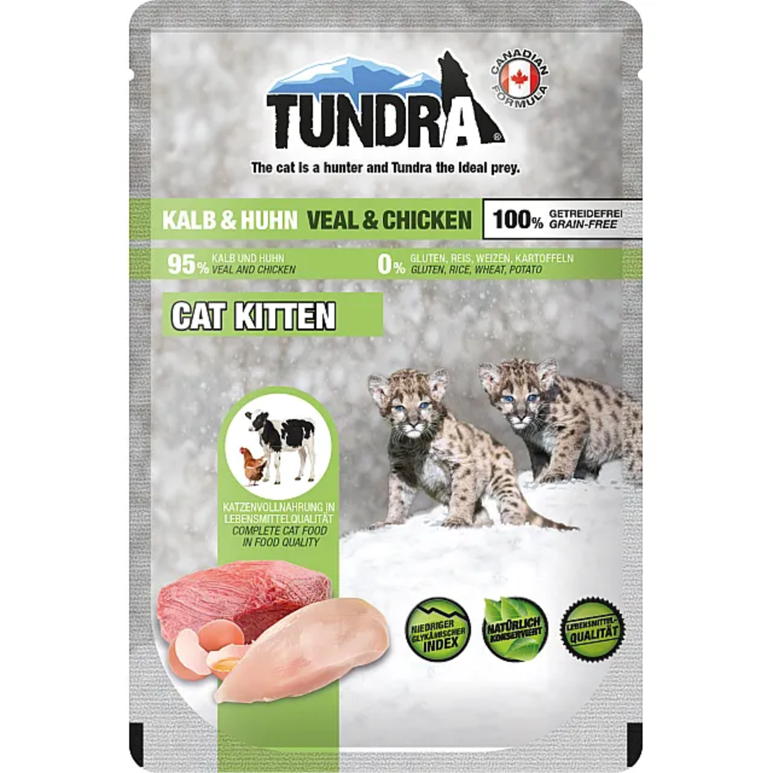 Tundra kitten veal & chicken – премиум пауч за подрастващи котки 95% телешко и пиле | 100 г