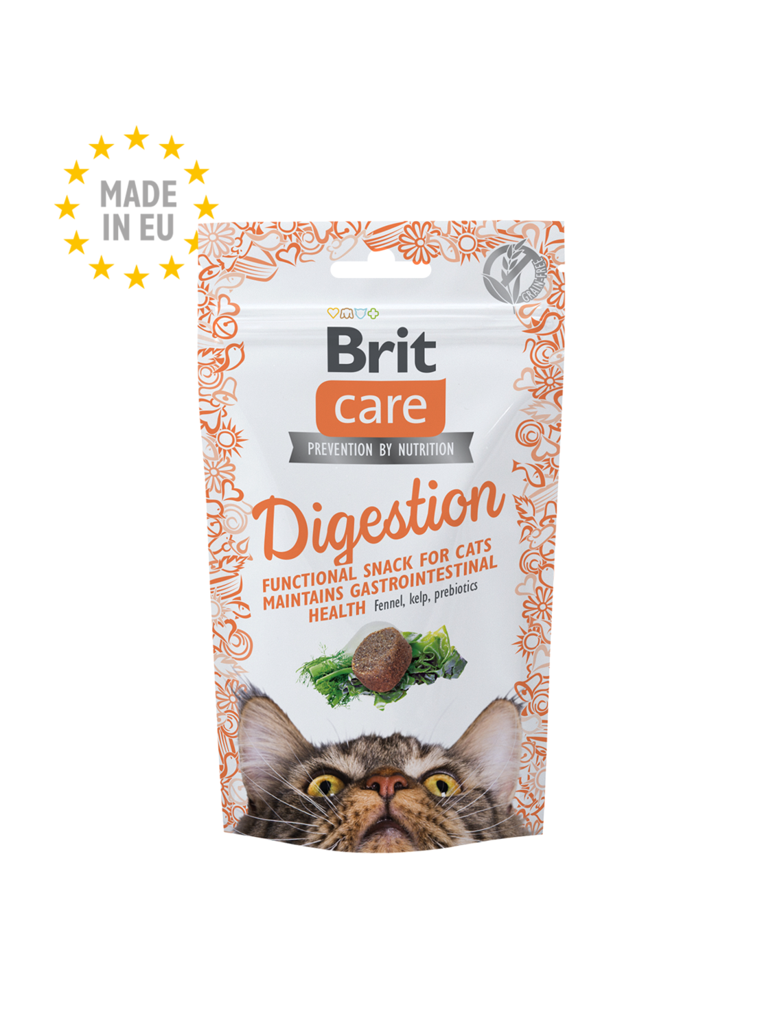 Brit Care Cat Snack Digestion - лакомства за подпомагане на храносмилането с копър и водорасли 50 гр