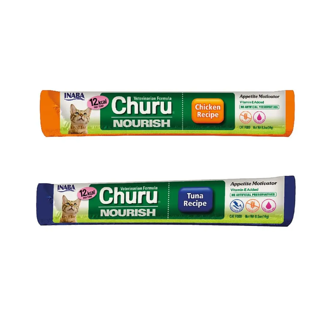Inaba Churu Nourrish Tuna and Chicken 12 kcal - лакомство за котки с пилe и риба тон - 50 бр x 14 г