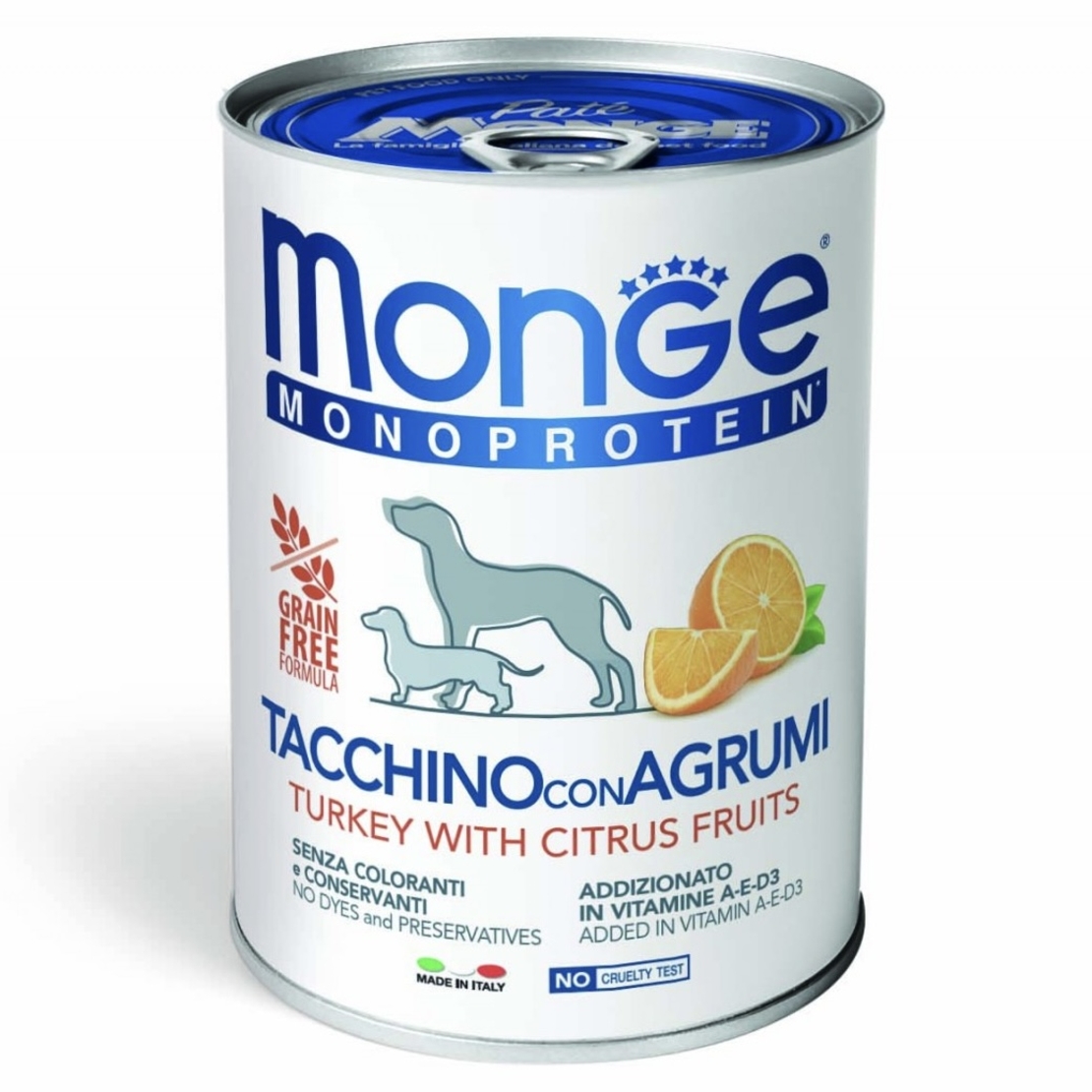Monge DOG Monoprotein Adult Fruit Pate Turkey & Citrus Fruits – пастет с пуешко и цитрусови плодове, 400 g