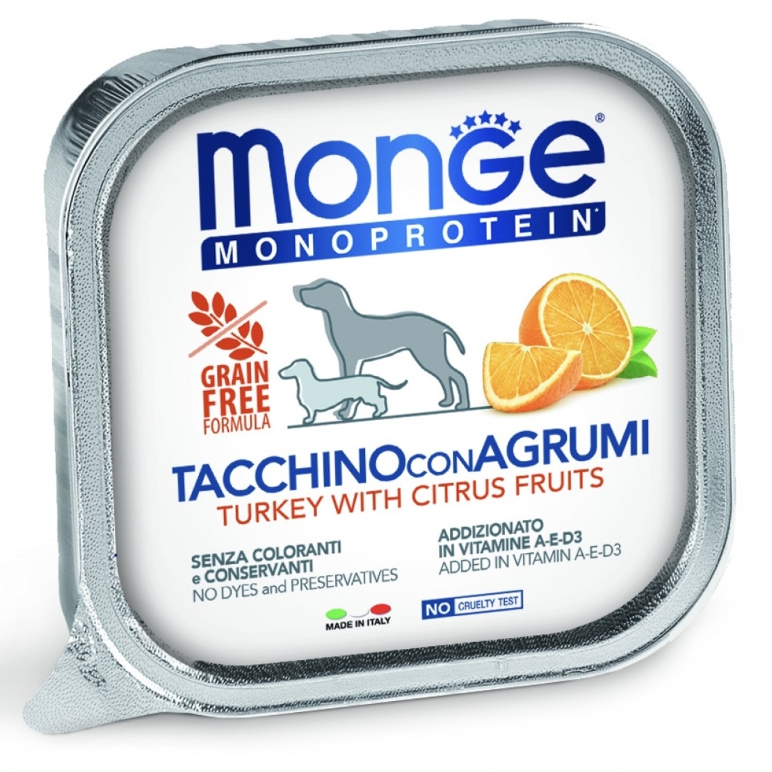 Monge Dog Monoprotein Adult Fruit Pate Turkey & Citrus Fruits – пастет за кучета в зряла възраст с пуешко и цитрусови плодове, 150 g