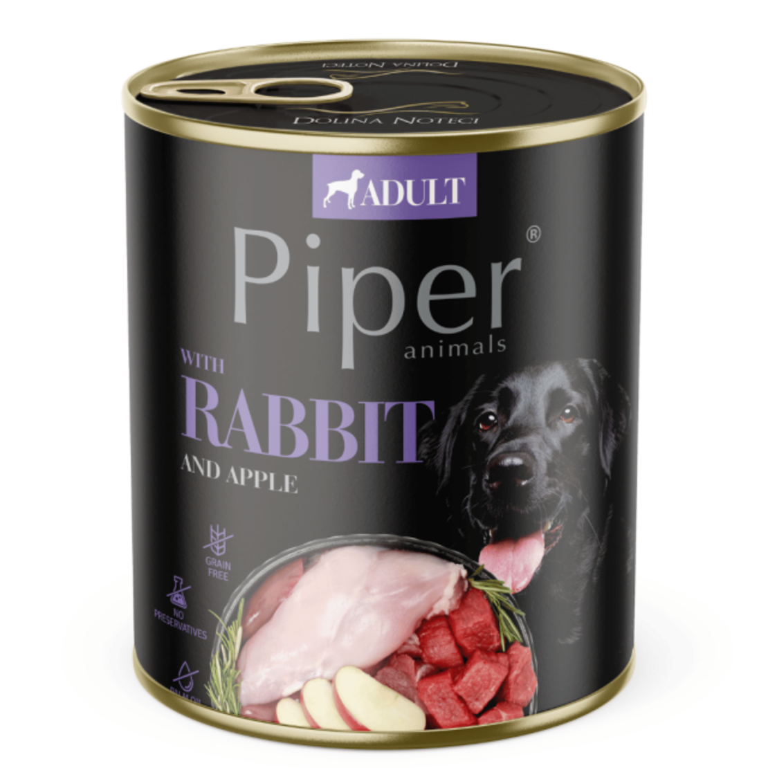 Piper Adult Dog – консервирана храна за кучета със заешко месо и ябълки, 800г