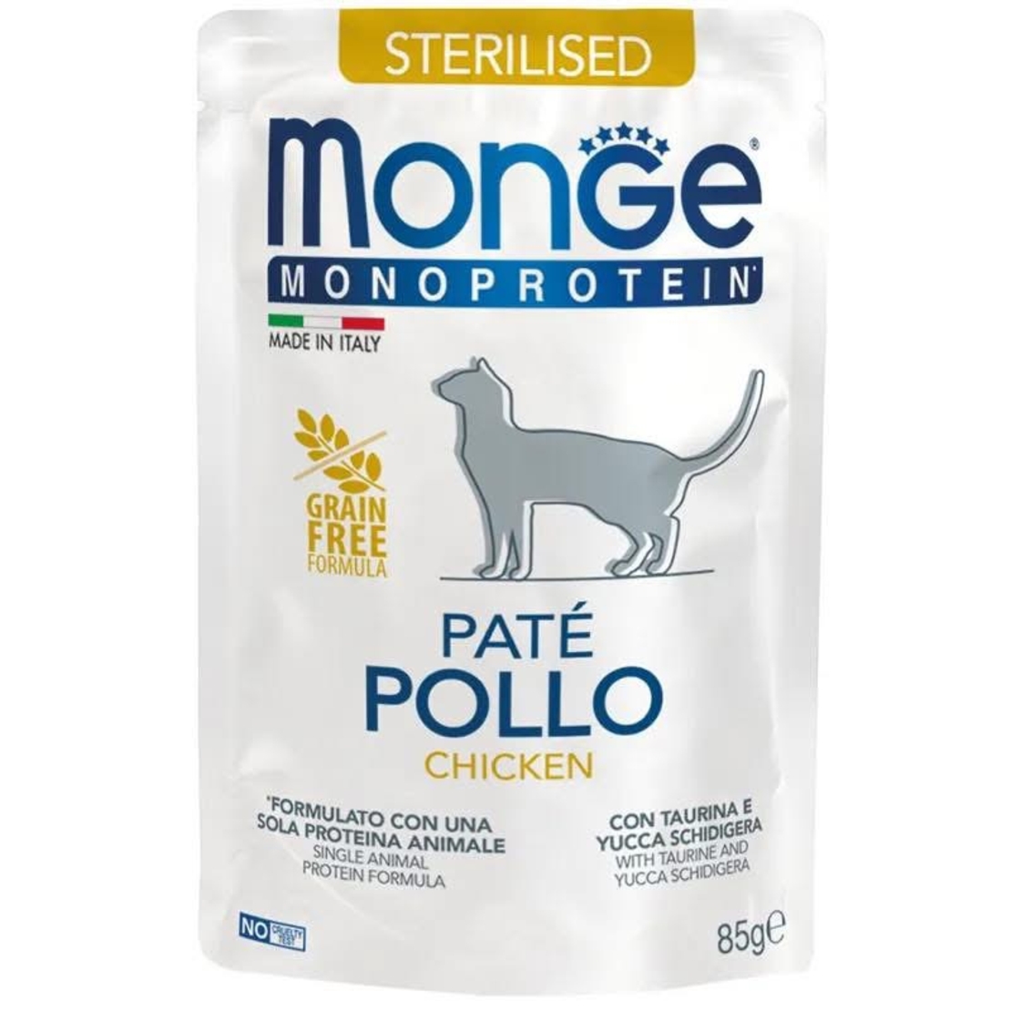 Monge Monoprotein Sterilised Cat Pate Chicken - пауч за кастрирани котки с пилешко месо и картофи 85 гр