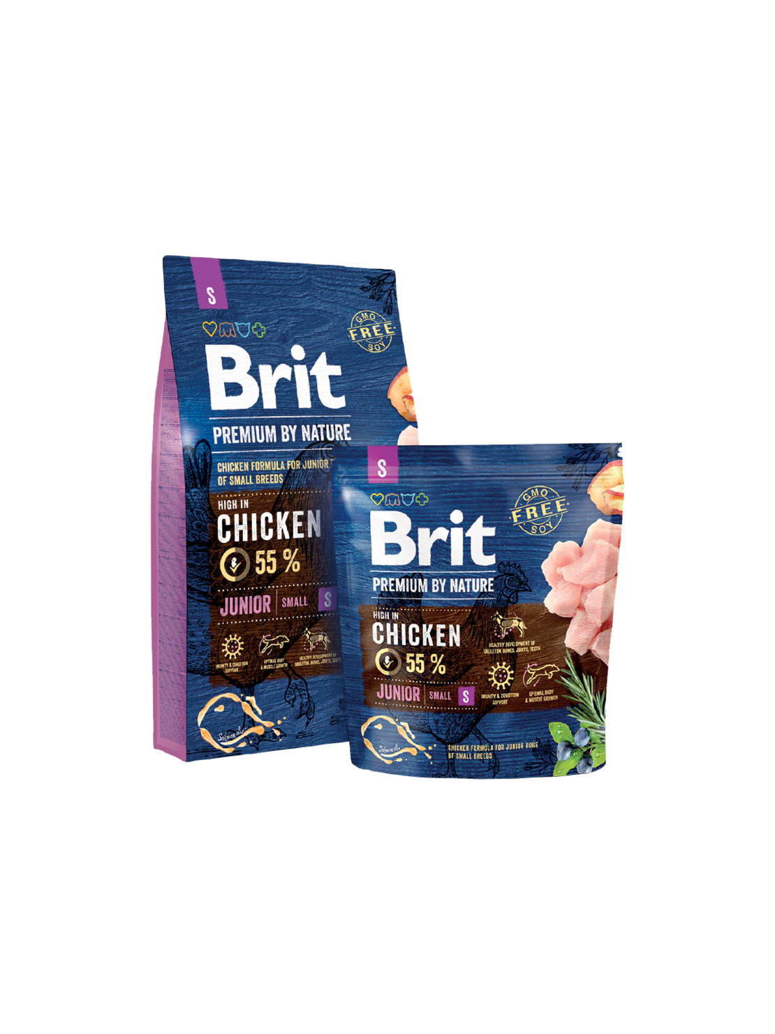 Brit Premium by Nature Junior S – 55% прясно пилешко – храна за подрастващи малки породи, 1 kg / 3 kg / 8 kg