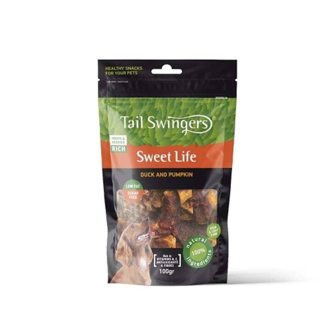 Tail Swingers Sweet Life Патица и Тиква 100 g – Натурално лакомство, зеленчукови хапки за кучета