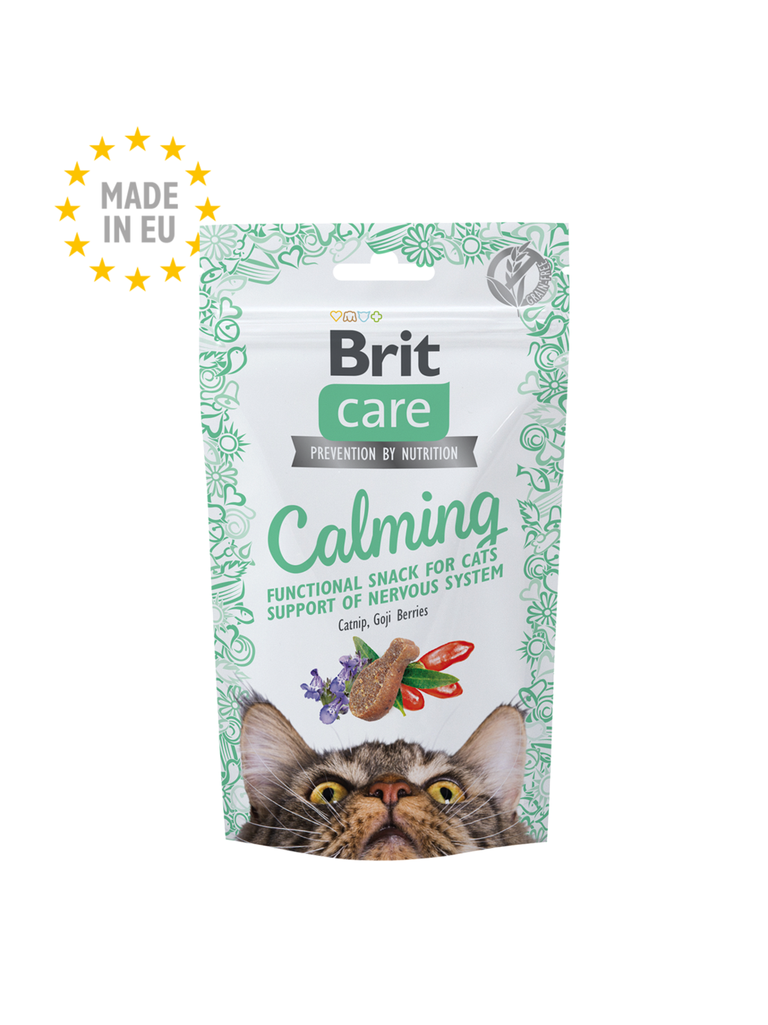 Brit Care Cat Snack Calming - лакомства за котки с успокояващ ефект с вкус на котешка трева и годжи бери 50 гр