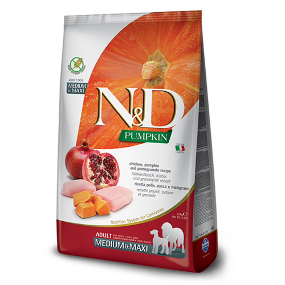 N&D Pumpkin Chicken & Pomegranate Adult Medium & Maxi – храна за кучета с пиле и нар, 2.5 kg / 12 kg