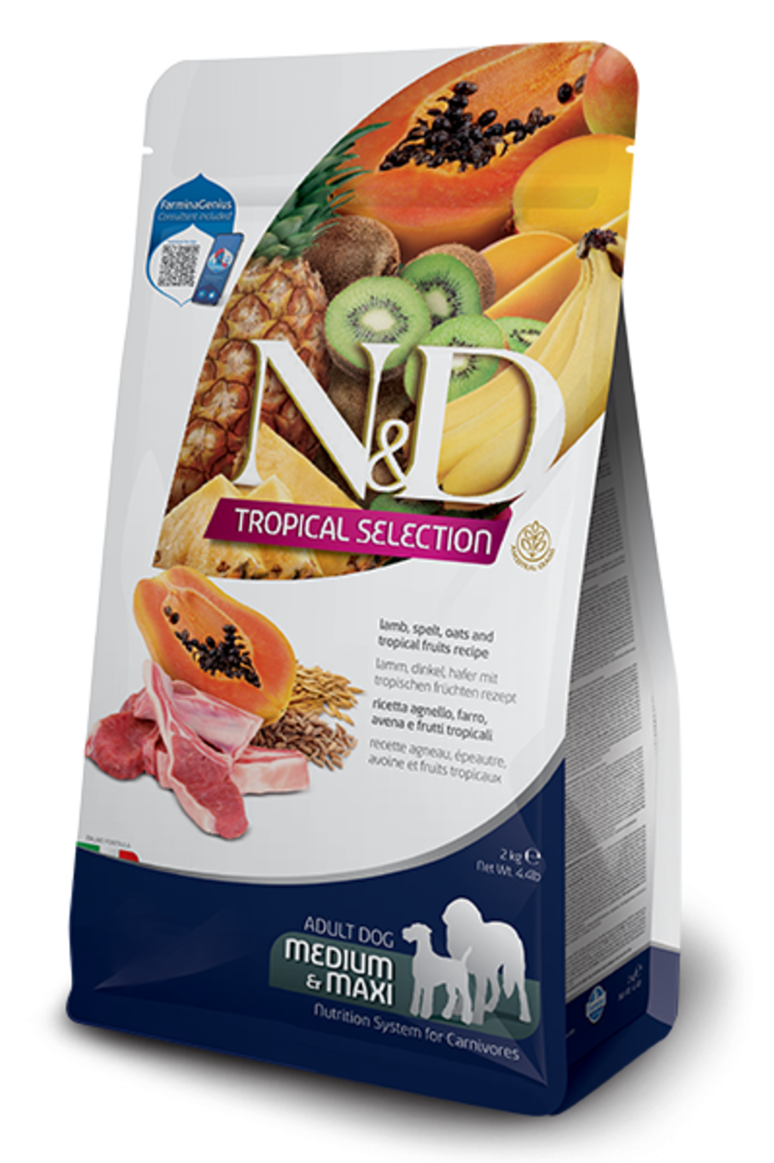 N&D Tropical Selection Lamb Adult Medium & Maxi – храна за кучета, с агнешко и тропически плодове, за средни и големи породи, 2 kg / 10 kg