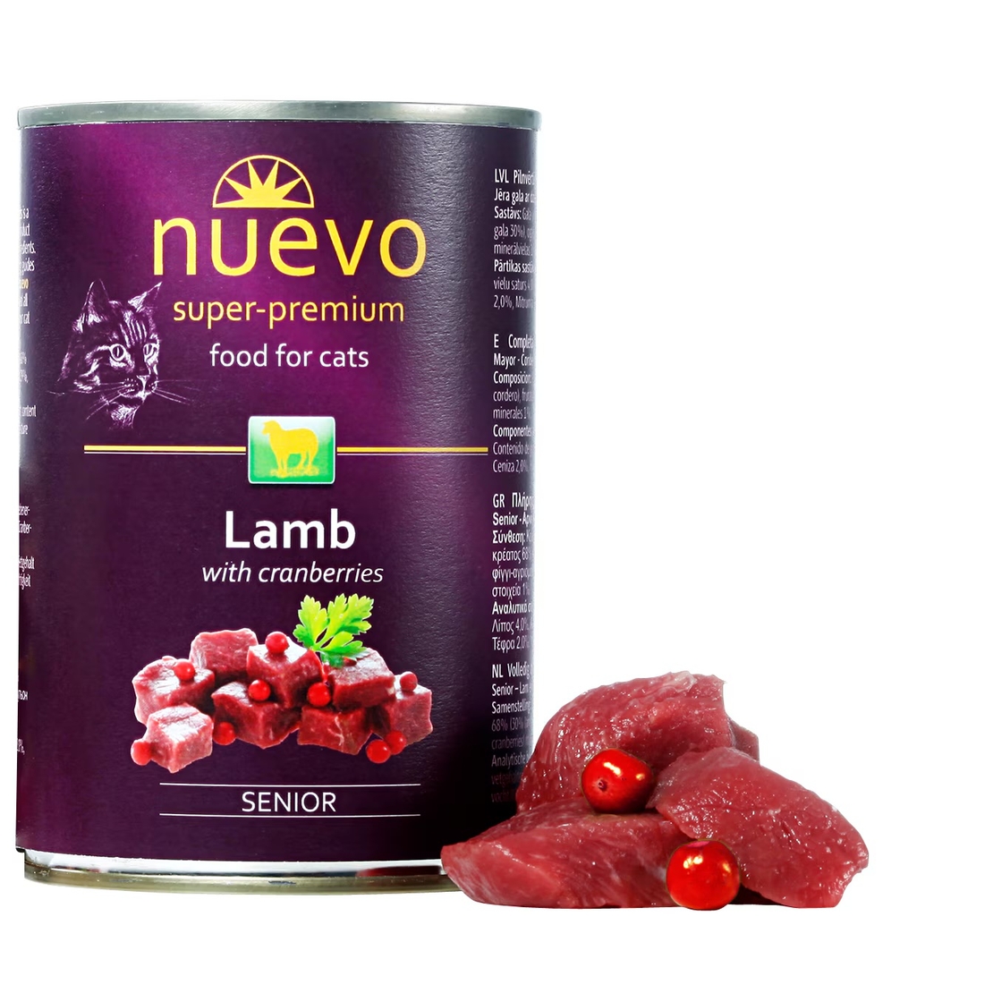 Nuevo Cat  Senior Lamb with Cranberries - с агнешко месо и боровинки, за възрастни котки 400 г