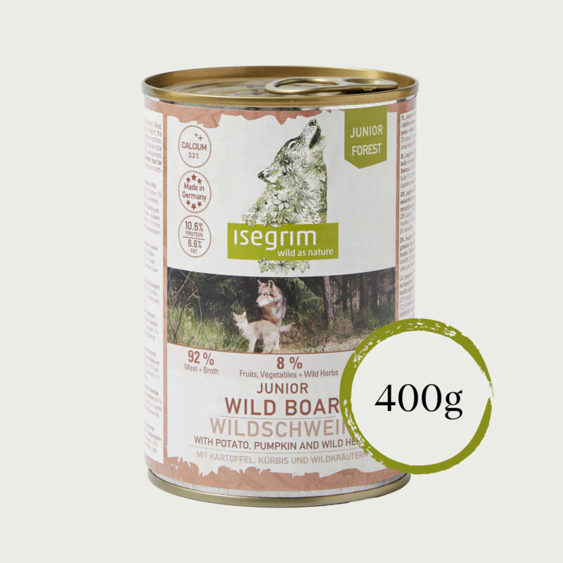Isegrim Junior Wild boar, Potato & Pumpkin - консерва  за подрастващи кученца с глиган, картофи и тиква 400г