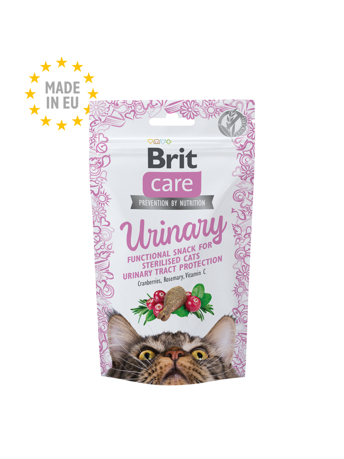 Brit Care Cat Snack Urinary - лакомства за кастрирани котки с боровинки и розмарин 50 гр