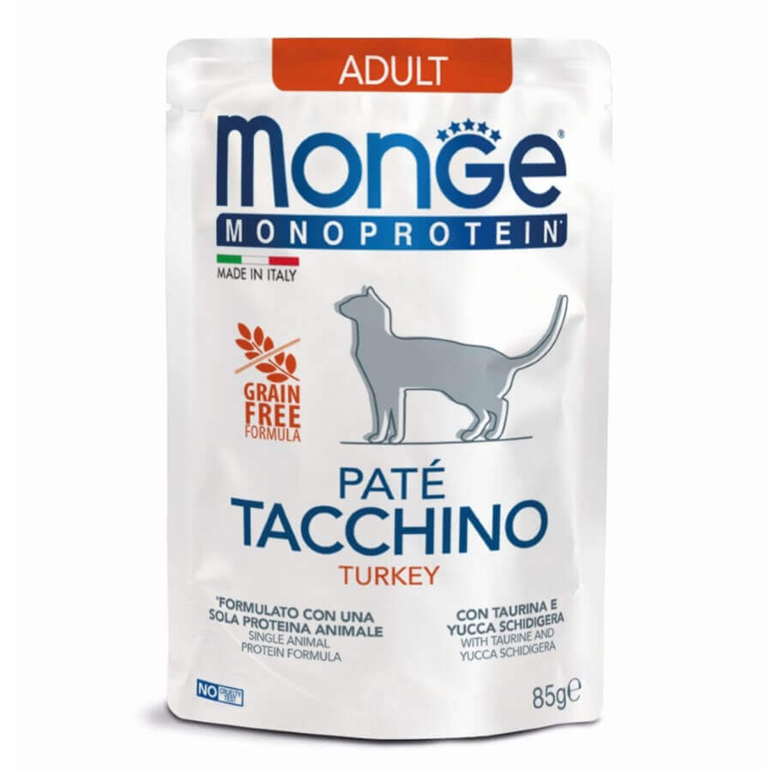 Monge Monoprotein Adult Cat Pate Turkey - пауч за котки в зряла възраст с пуешко месо и картофи 85 гр