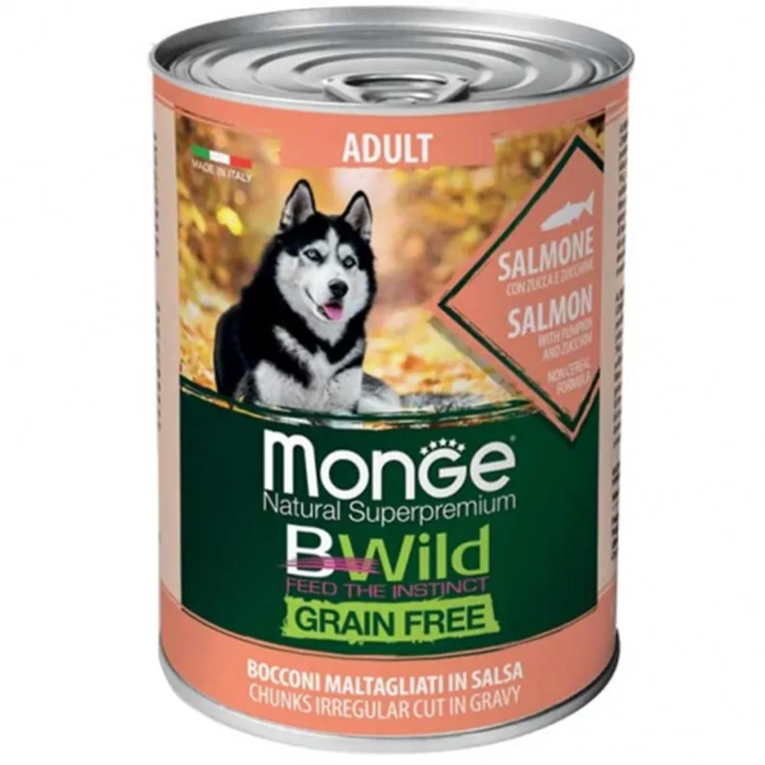 Monge BWild Grain Free Adult Dog Salmon – консерва със сьомга и тиква, 400 g