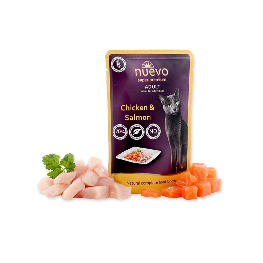 NUEVO Adult Chicken&Salmon -  Пауч за котки пиле и сьомга  85 г