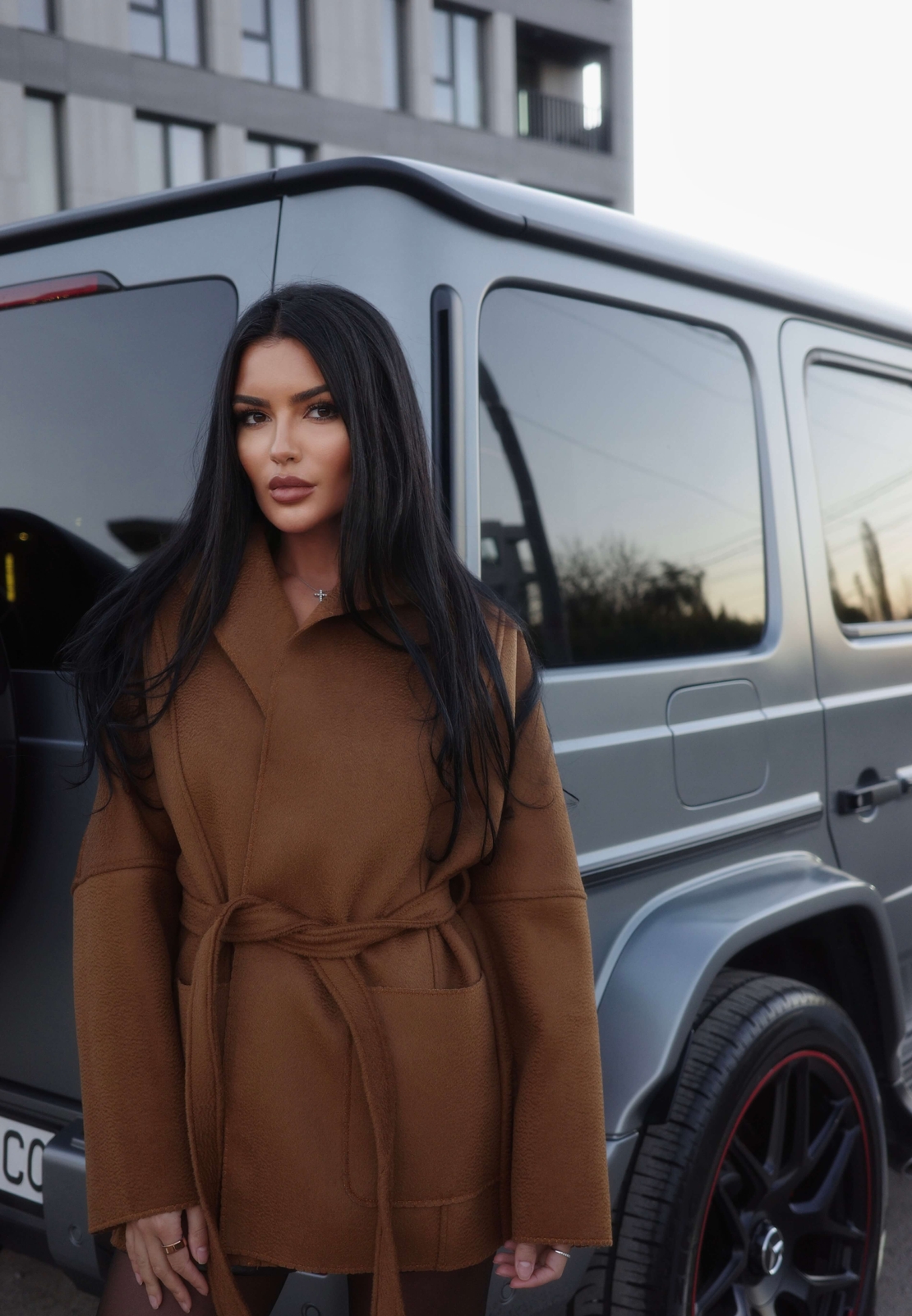 КАШМИРЕНО ПАЛТО КАМЕЛ С КОЛАН