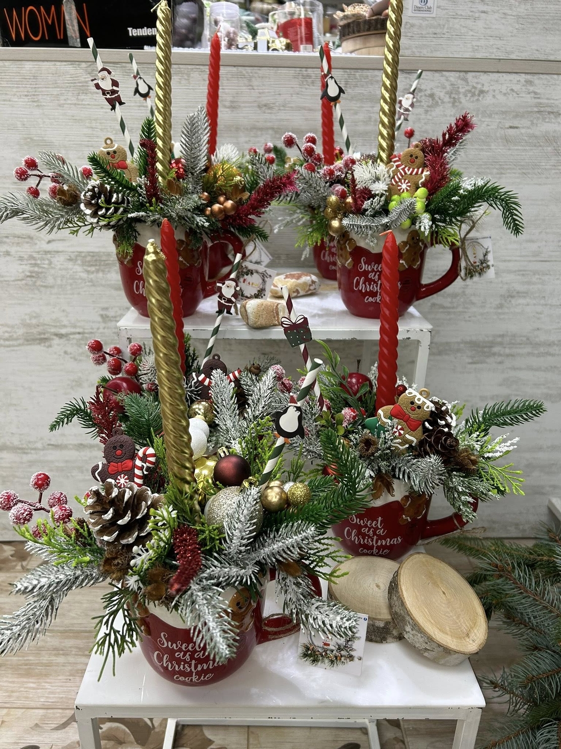 Красив КОЛЕДЕН свещник в чаша с една свещ