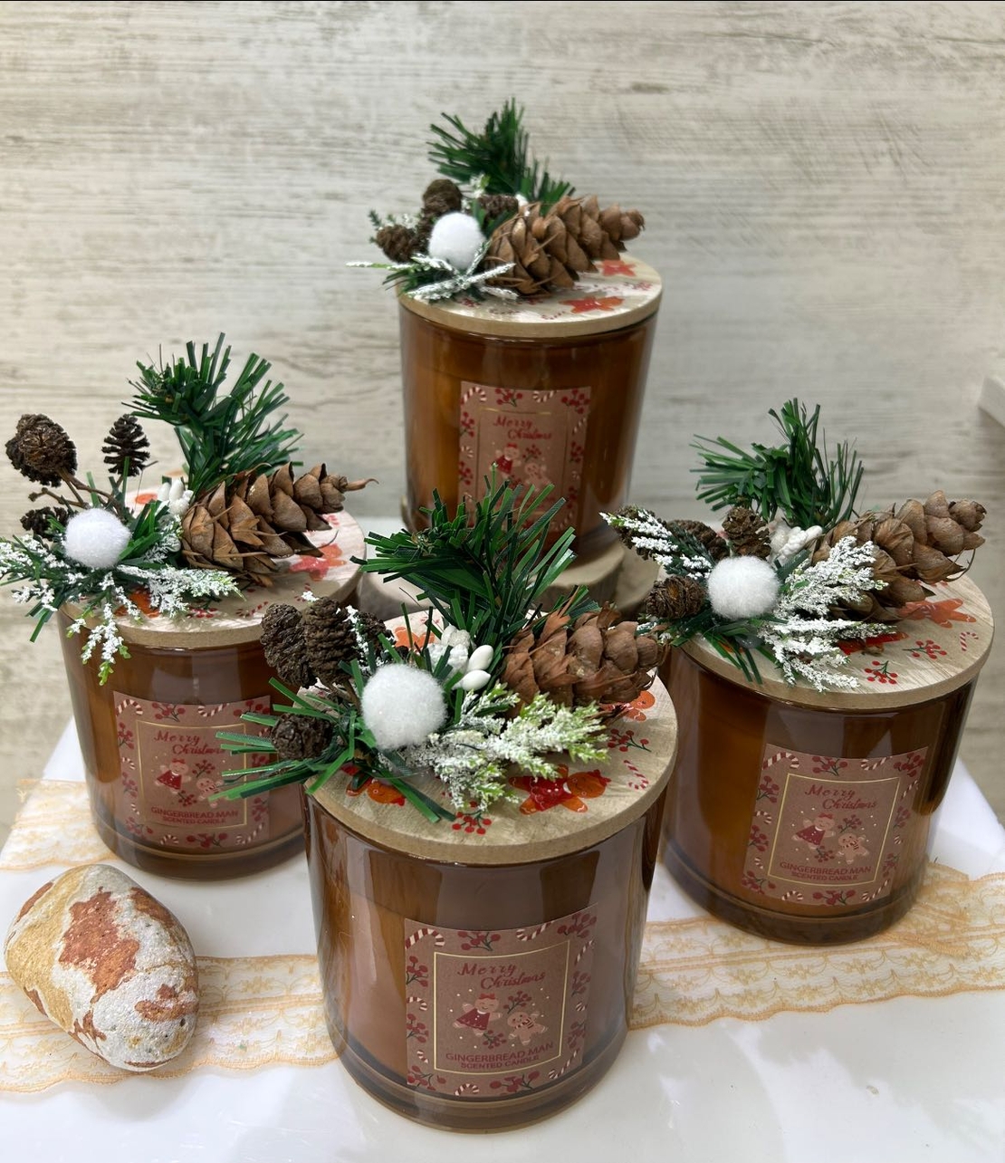 Ароматна КОЛЕДНА свещ - дървена капачка