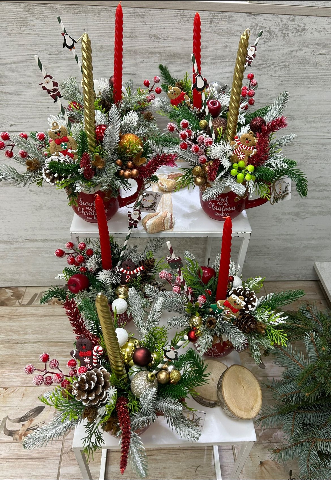 Красив КОЛЕДЕН свещник в чаша с една свещ