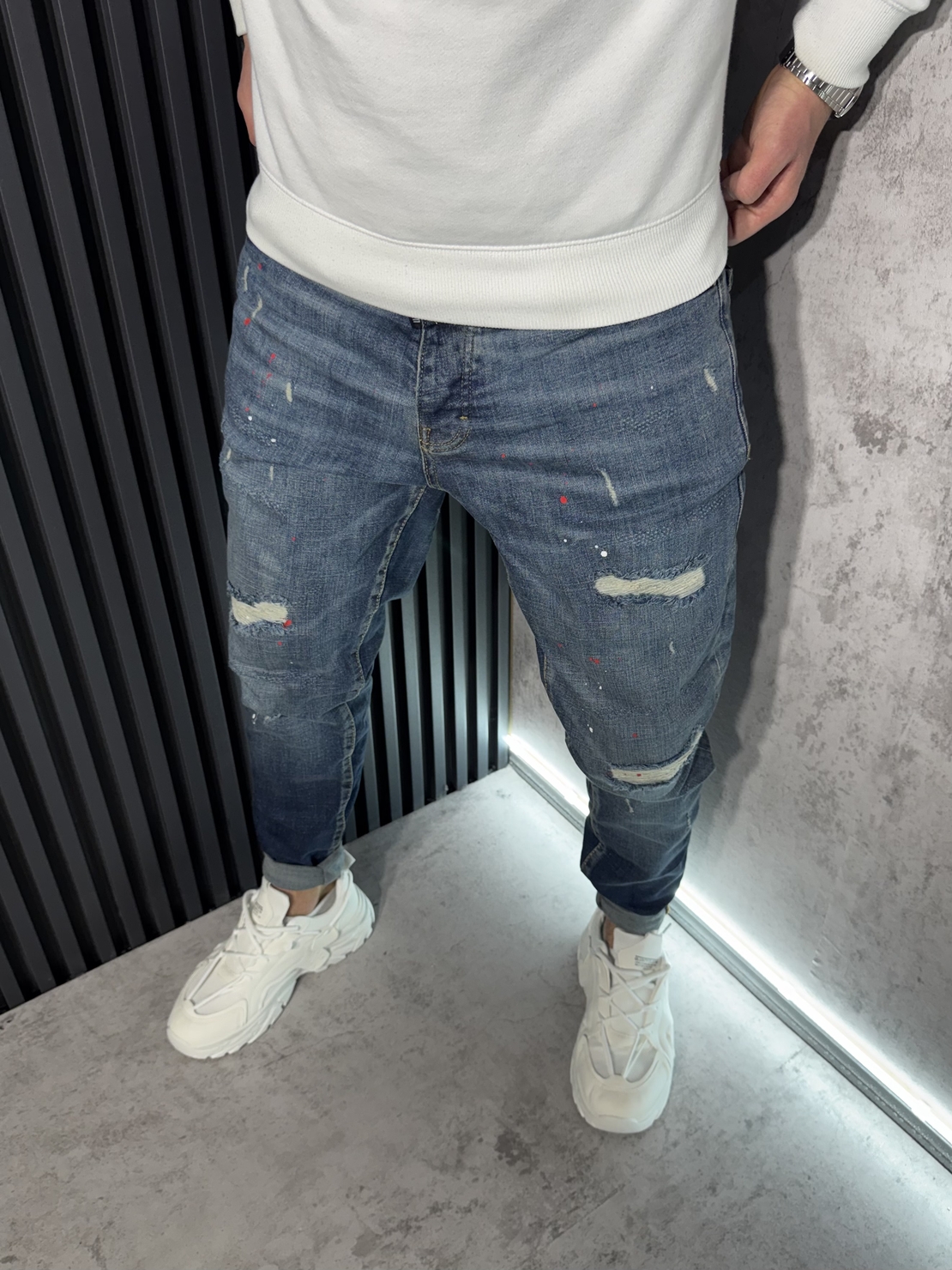 Мъжки Дънки в Синьо с Кръпки - 352 R3