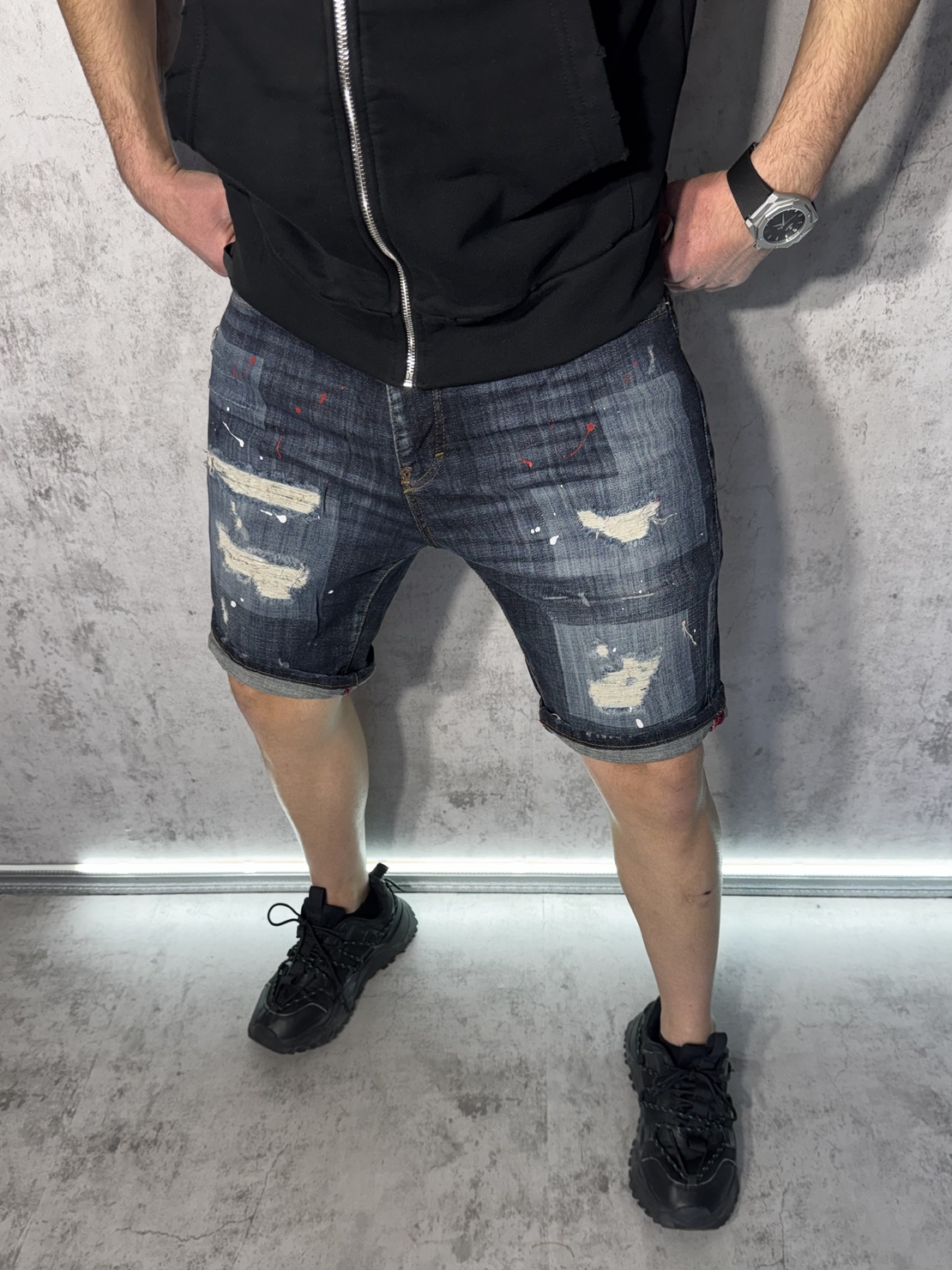 Мъжки Къси Дънки с Разкъсан Ефект 481-1