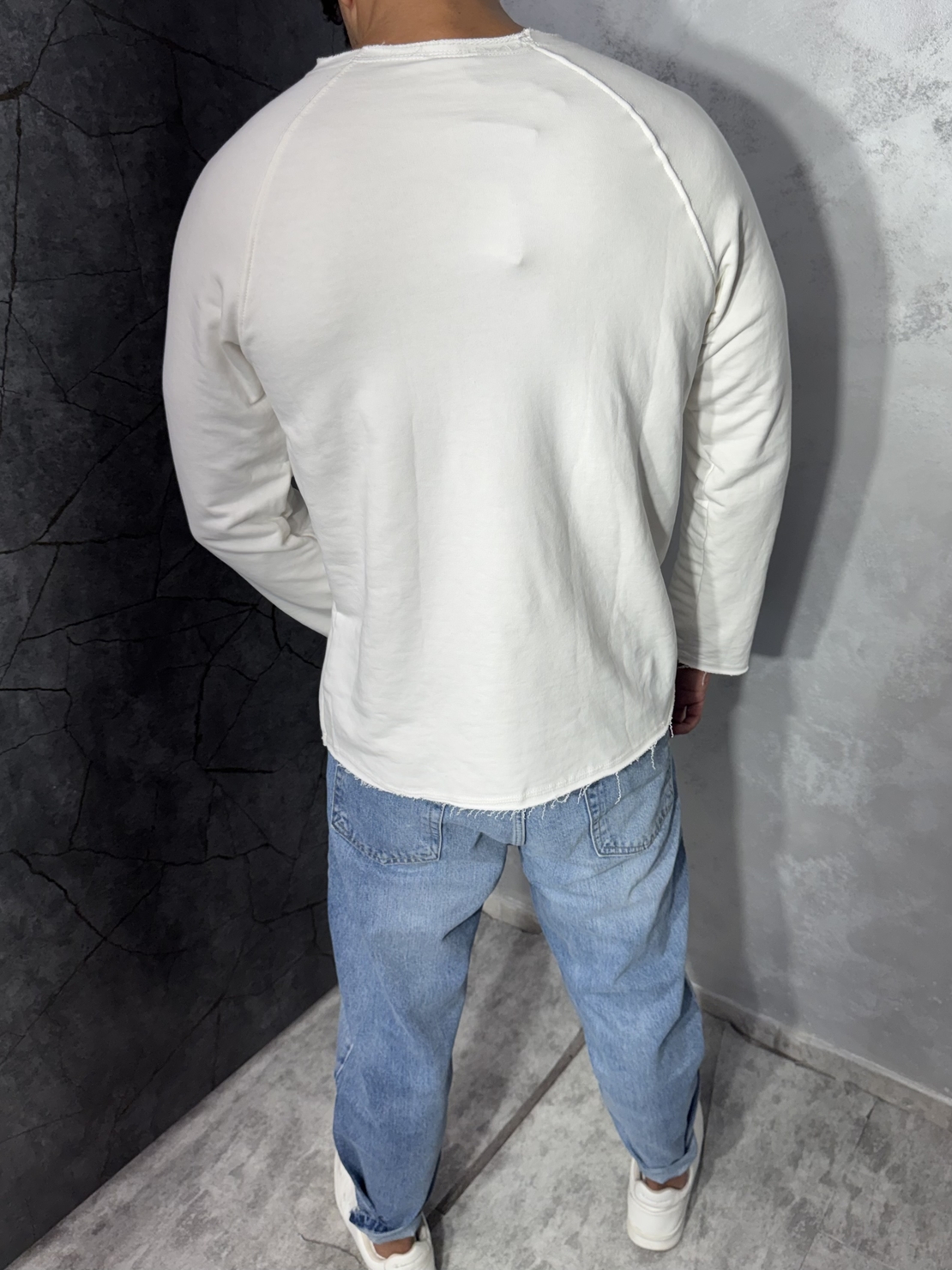 Мъжка Oversize Блуза с Външни Шевове в Бял Цвят 180