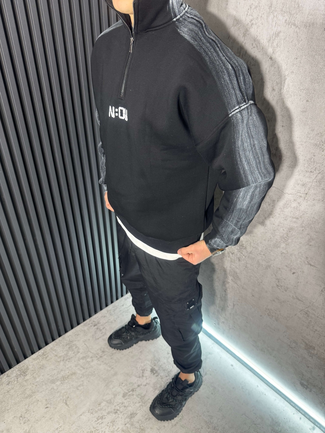 Блуза Oversize с Висока Яка и Цип