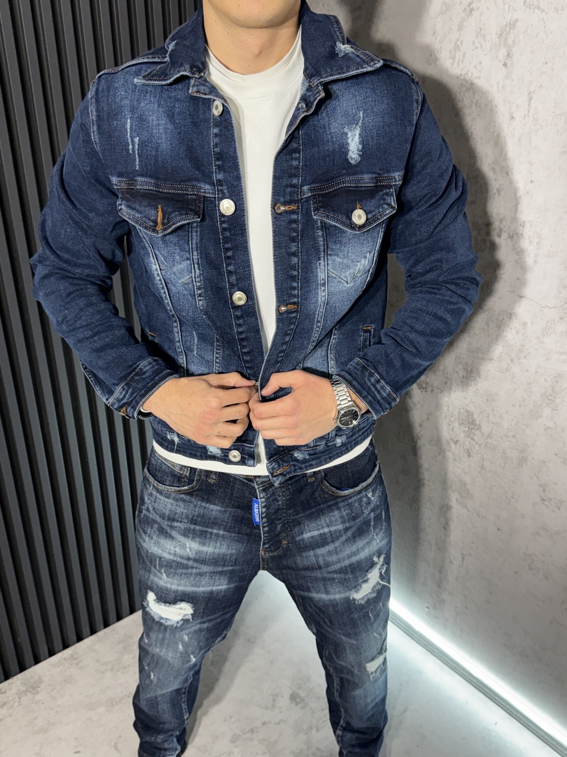 Мъжко Дънково Яке в Тъмносиньо