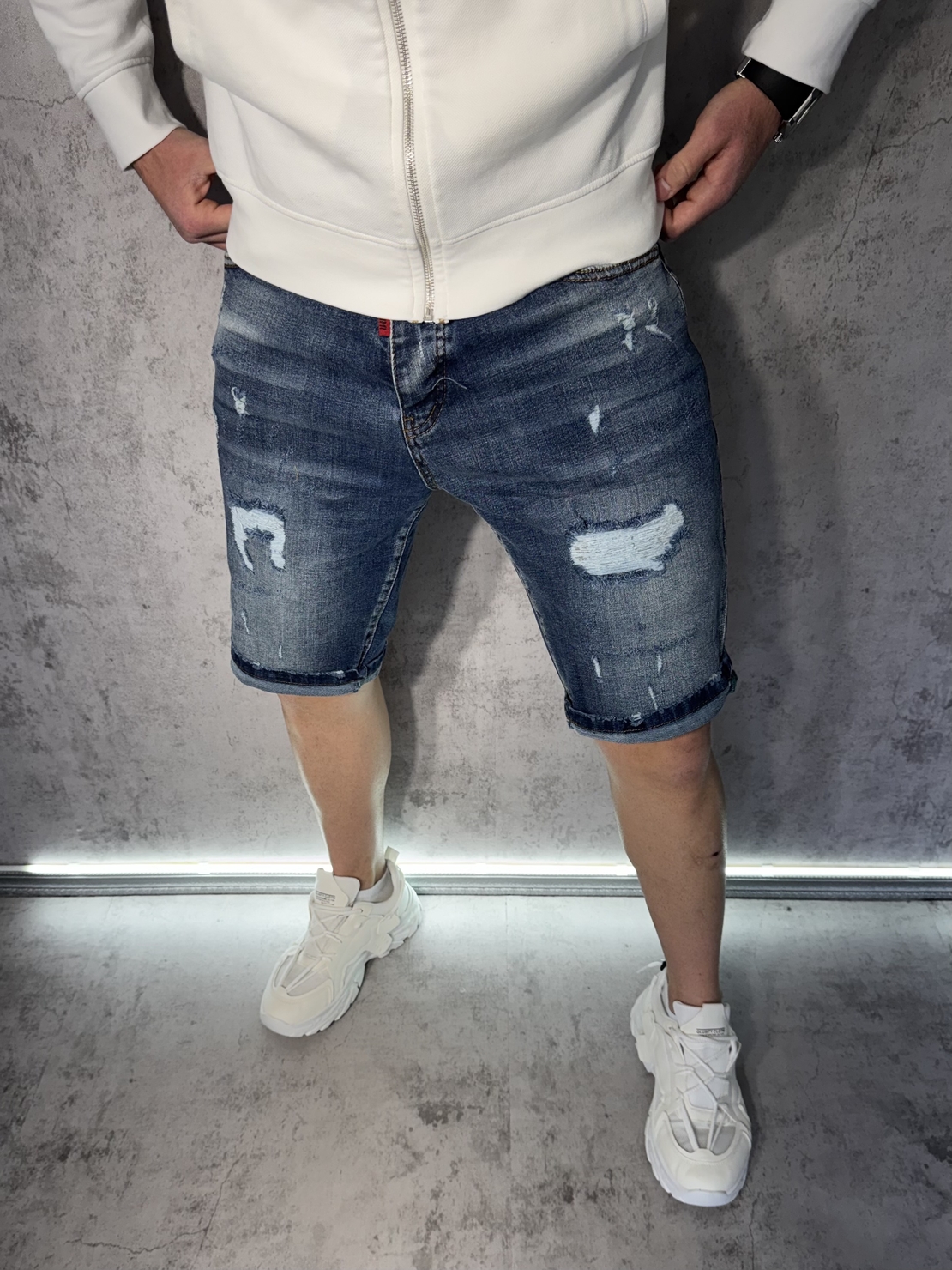 Мъжки Къси Дънки с Кръпки 743 1