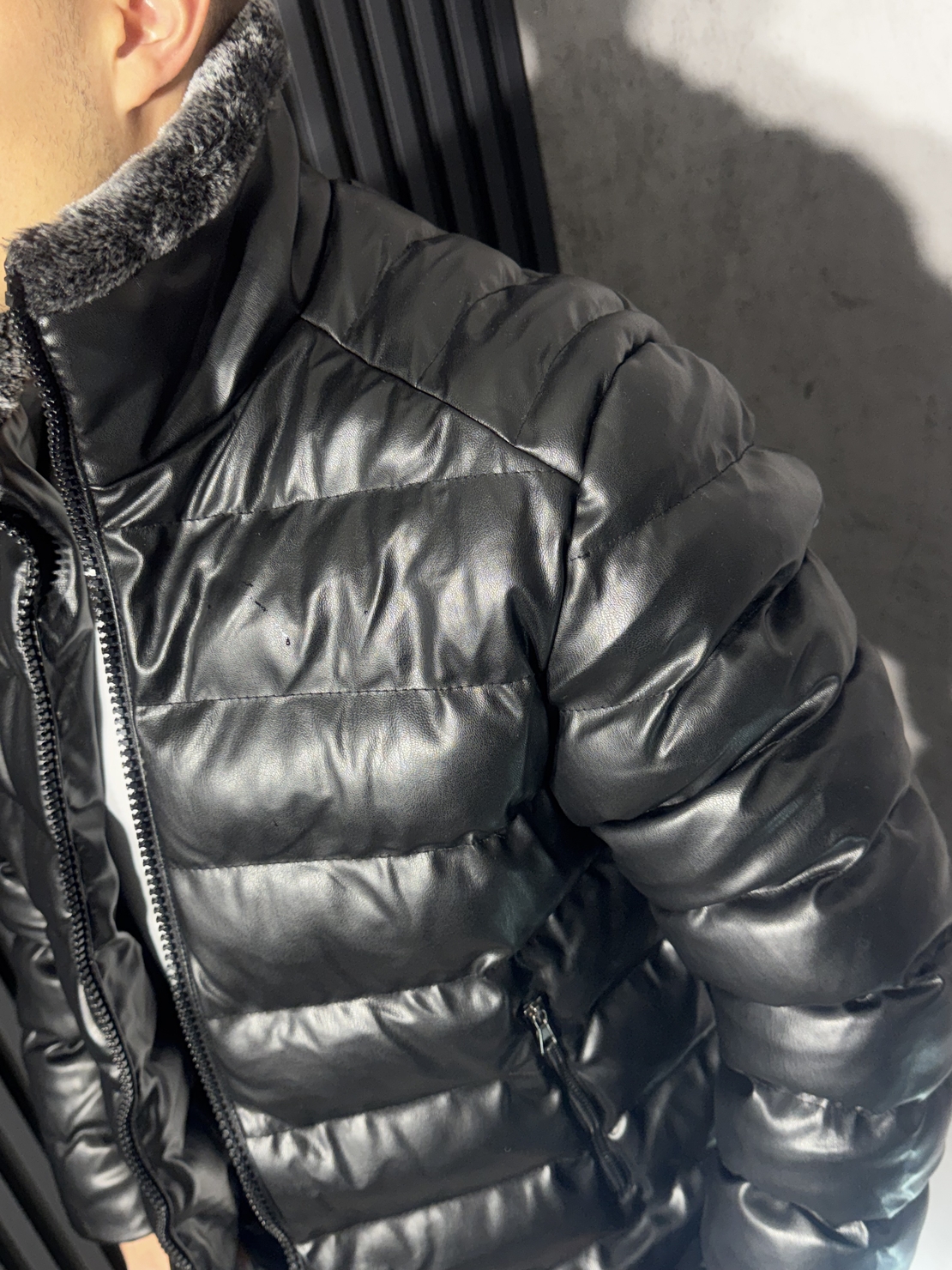 Мъжко Зимно Яке от Еко кожа