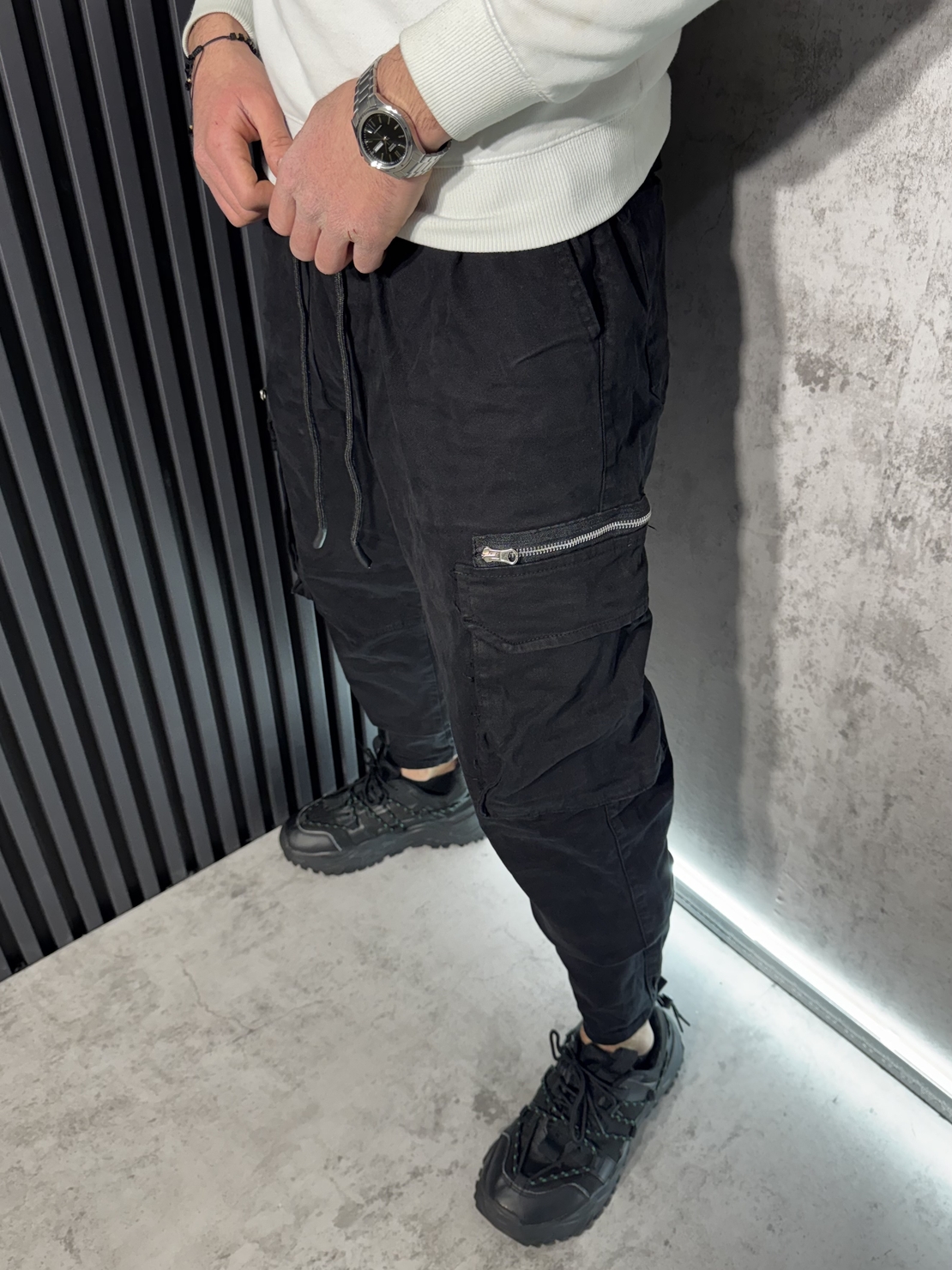 Мъжки Дънков Карго Панталон с Ципове