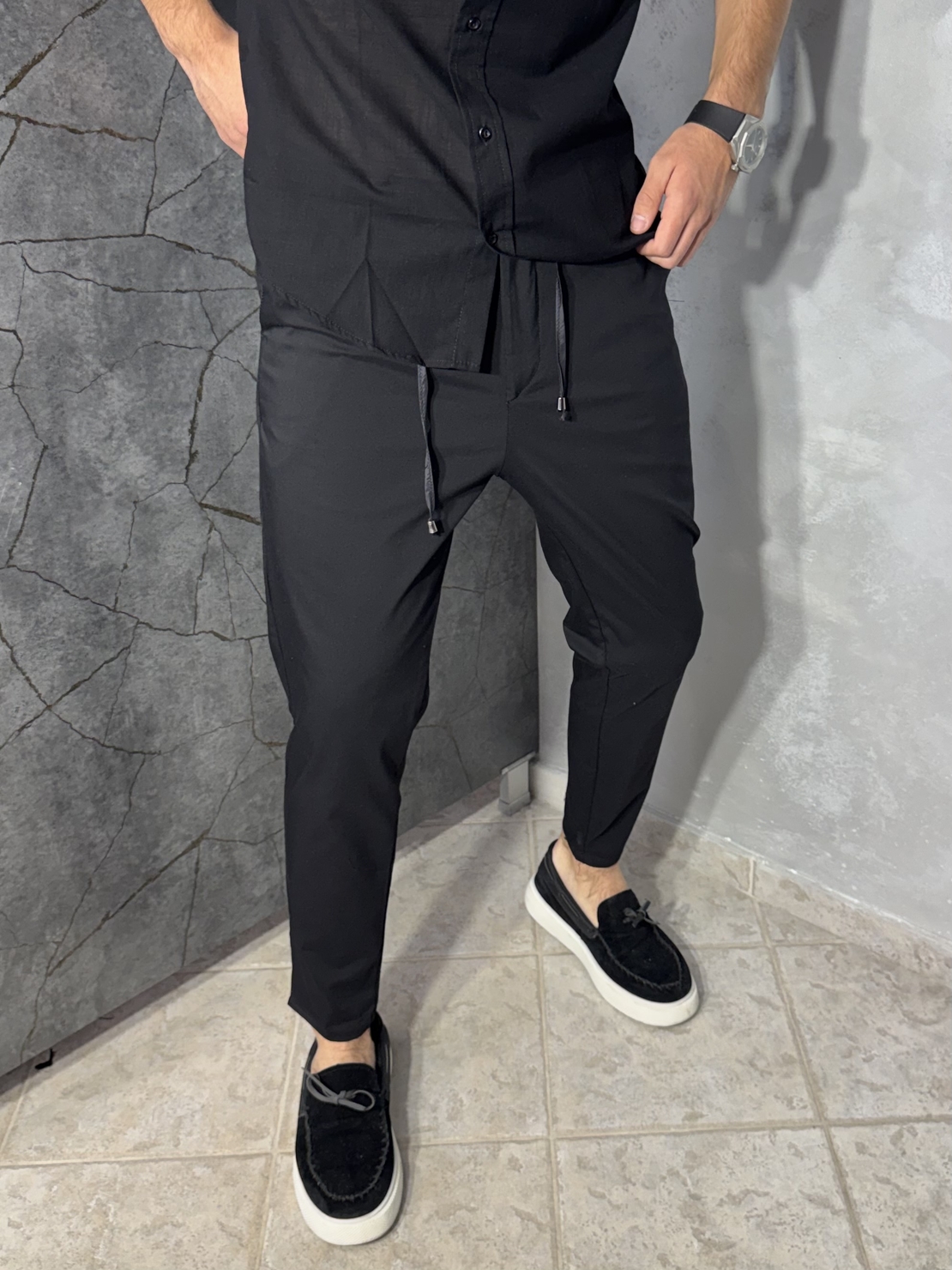 Мъжки Slim-Fit Панталон в Черен Цвят