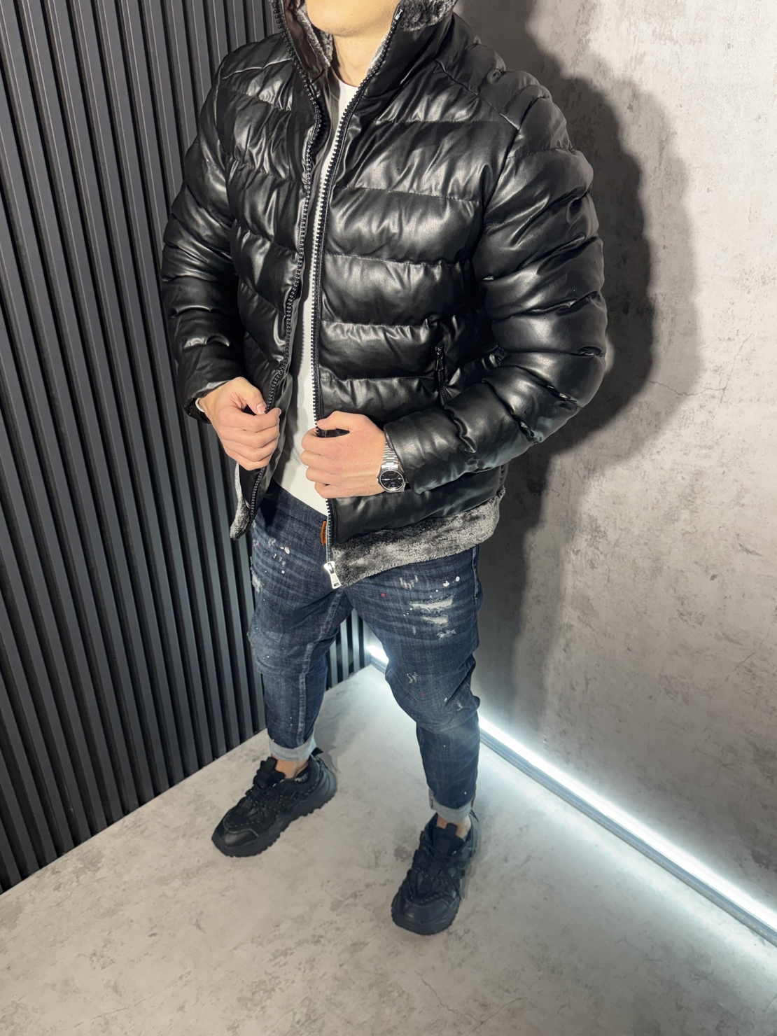 Мъжко Зимно Яке от Еко кожа