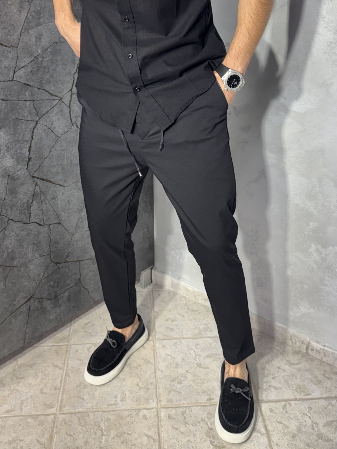 Мъжки Slim-Fit Панталон в Черен Цвят