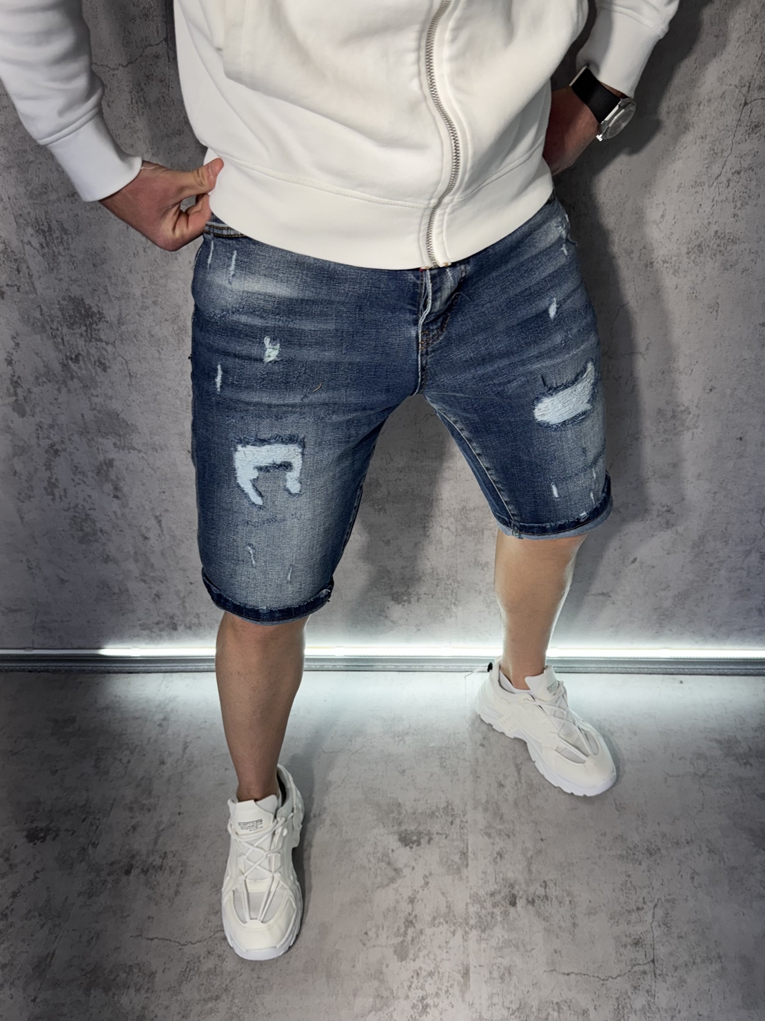 Мъжки Къси Дънки с Кръпки 743 1