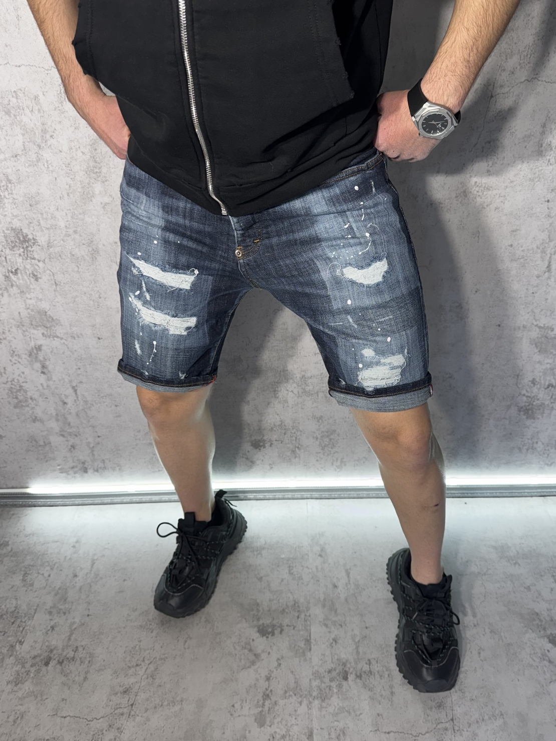 Мъжки Къси Дънки с Кръпки 480-1