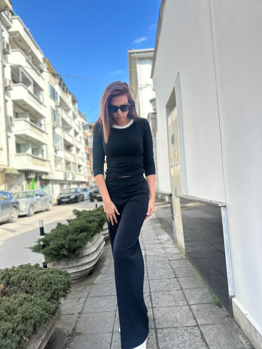 Ежедневен рипсен сет от 2 части – Черен