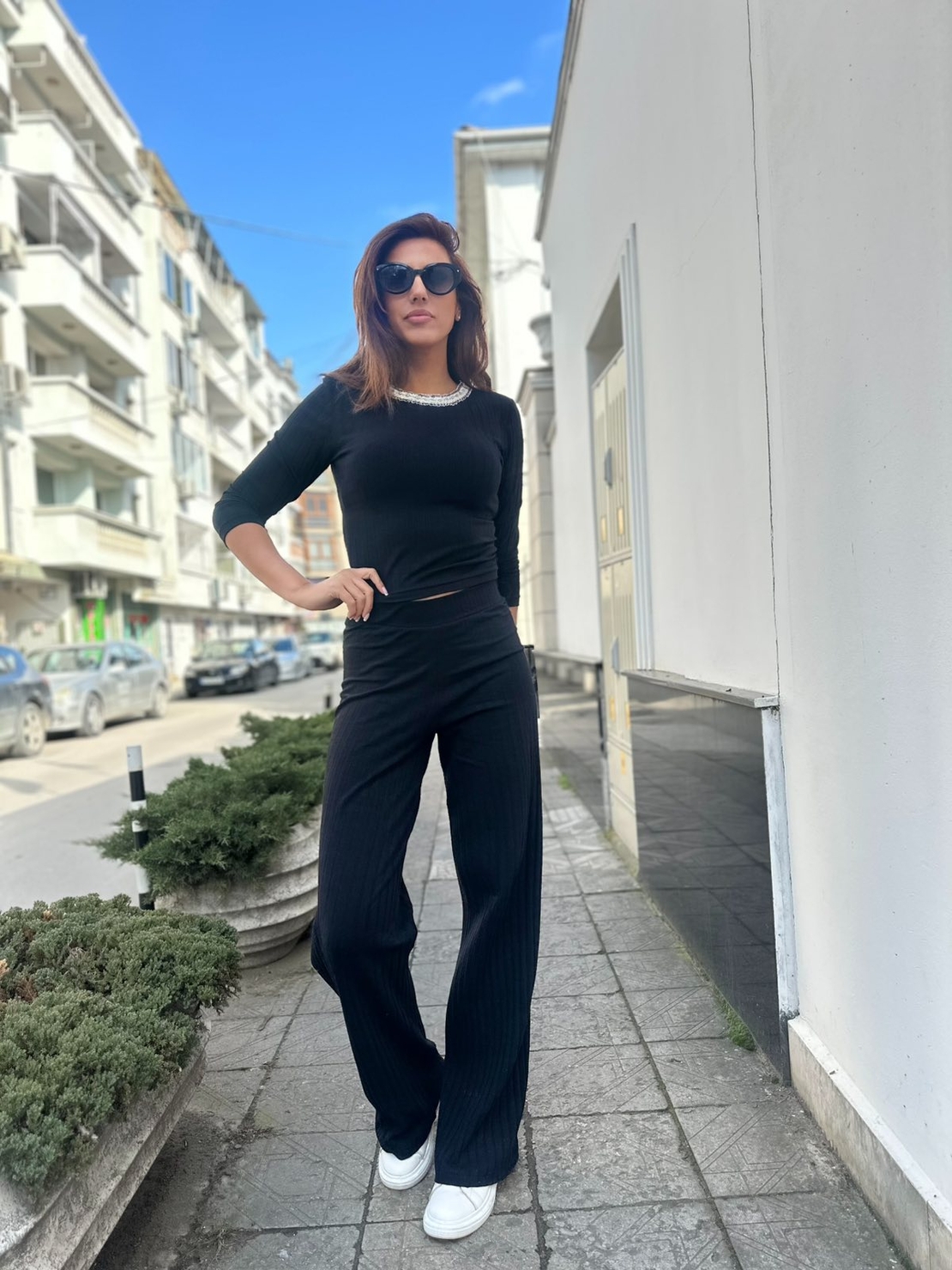 Ежедневен рипсен сет от 2 части – Черен