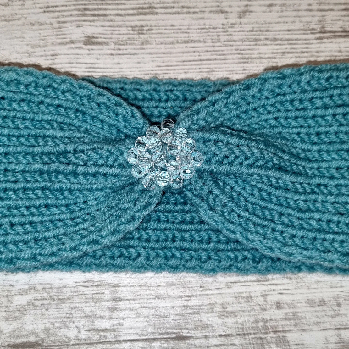 Ръчно изплетени детски ленти за глава със стъклени кристали